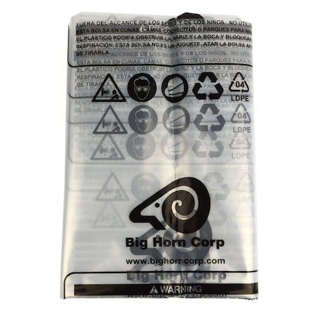 Big Horn 22 x 32 Inch for 14 Inch 4 Mil Clear Dust Bags, PK 5 11778